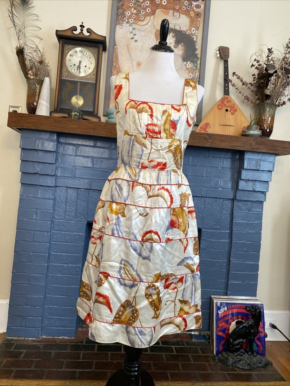 FORK 8 Satin Babydoll Dress Made In India Italian Fabric Y2K Style Midi Floral